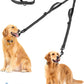 PetBonus Double Dog Leash, No Tangle Dual Leash, Reflective Walking Training Lead, 4 Comfortable Padded Handles for 2 Dogs with Collapsible Bowl and Waste Bags (Black, Large)