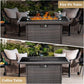 Propane Fire Pit Table,44 Inch 55000 BTU Outdoor Gas Fire Pit Rectangular with Glass Wind Guard for Outside Patio Deck (Brown-Glass Top)