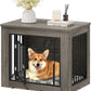 YITAHOME Dog Crate Furniture for Medium Dogs, Side End Table, Modern Dogs Kennel Indoor up to 35 lb, 2-in-1 Iron-Wood Fusion Dog Cage with Waterproof Top, Safety Corners,Steel Lock,30" L,Greige
