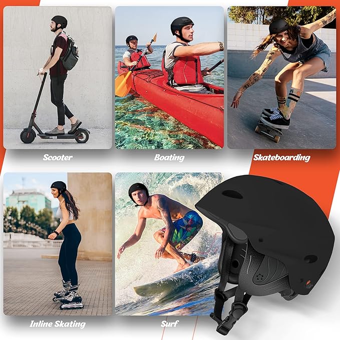 Vihir Adult Water Sports Helmet with Ears - Adjustable Helmet,Perfect for Kayaking, Boating,Surfing