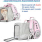 Lollimeow Cat Carrier Backpack, Bubble Expandable Backpack Carrier, Pets and Small Dogs,Airline-Approved, Designed for Travel, Hiking, Walking & Outdoor Use (Square Back Expandable-Pink)