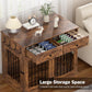 40 Inch Furniture-Style Dog Crate-Multipurpose Wood Pet Crate Furniture with Double Doors,2 Drawers, Decorative Dog House Indoor for Smal/Medium Dogs, Brown Finish