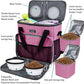 BAGLHER Dog Travel Bag, Pet Travel Bag (ALL Pet Travel Supplies), With 2 Pet Food Containers and 2 Collapsible Silicone Bowls; Essential Kits for Pet Travel Pink