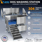 KANIS Professional Dog Washing Station - 304 Stainless Steel Pet Wash Sink & Grooming Bath Tub for Home with Ramp, Shower, Floor Grate, Storage Drawers, and Faucet for Large, Medium & Small Pets