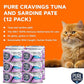 Tuna and Sardine Pate, Canned Wet Cat Food, 100% Mercury-Tested, Moist Can Fish, Grain-Free Protein, Non-GMO, 12 Pack