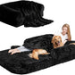 EHEYCIGA Foldable Human Dog Bed, Orthopedic Memory Foam Human Sized Dog Bed, Waterproof Pet Bed for People, Faux Fur Pet Couch for Adult, Black, 72"x44"x11"