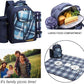 Apollo walker Picnic Backpack Set for 4 with Cooler Compartment,Detachable Bottle/Wine Holder Including Large Picnic Blanket(45"x 53") for Picnic Family and Lovers Gifts,Outdoor,BBQ Time (Blue)