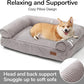 FUKUMARU Cute Dog Bed, Fluffy Dogs Couch with TPU Layer Keeping Lining Dry, Pet Sofa Medium Size Dog Easy to Care, Warm Cat Bed with Removable Zipper Cover, 36inch, Large, Light Grey