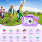 Kids Camera, Toys for Toddlers Age 3-8 Year Old Girl Christmas Birthday Gifts, Children Digital Camera with Cartoon Soft Silicone Cover and 32GB Card (Violet)