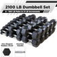 WF Athletic Supply Rubber Coated Hex Dumbbell Set, Multiple Choices Available - Dumbbells with Rack Stand and Mat, or Dumbbells Only (200/550/1200/2100/3000 LB)