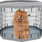 PJYuCien Dog Playpen, 8 Panels 42”H Dog Playpen Indoor with Grey Bottom Pad and Top Cover, Metal Foldable Dog Pen for Indoor Use, Better for Small Medium Animals, Grey