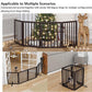 Wooden Dog Gate Freestanding Foldable 4 Panel Pet Gates Extra Wide Dog Gates for Indoor Doorways Stairs 24in Height Support Feet Included