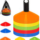 Disc Cones for Sports Training, 25/50 Pack Agility Soccer Cones with Carry Bag and Holder, Soccer, Football, Basketball, Coaching, Practice Equipment, 5 Color