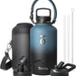 Trebo Water Bottle Insulated 40oz with Paracord Handle, Vacuum Double Wall Stainless Steel Water Jug, 48hr Cold Retention, Leakproof BPA-Free Flask With 3 Lids Fits in Car Cup Holder, Indigo/Black