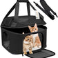 Large Cat Carrier for 2 Cats, Soft Side Carrier for Kitten Puppy, Collapsible Travel Dog Carrier TSA Airline Approved Cat Carrier Backpack for 20 lbs Pets,Black