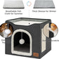 Bedsure Cat Beds for Indoor Cats - Large Cat Cave for Pet Cat House with Fluffy Ball Hanging and Scratch Pad, Foldable Cat Hideaway, 16.5x16.5x13 inches, Dark Grey