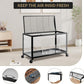 Large Metal Hamster Enclosure Rat Cage with 360 Viewing Acrylic Sides, Ventilated Front Door & Openable Top, Portable Hamster Tank for Guinea Pig, Chinchilla, Gerbil, 37.8''Lx18.5''Wx20''H Black