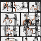 Smith Machine, Power Cage Squat Rack with Cable Crossover, Dual Pulley System, Pull-Up Bar, Home Gym Workout Equipment with Attachments for Strength Training and Weightlifting