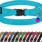 Breakaway Cat Collar Leather with Removable Bell - 13 Colors Available - Soft Adjustable Girl Boy Safety Lightweight Pet Kitten Collars Pink Brown Blue Green Red Orange Black (Aquamarine)
