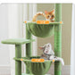 Cactus Cat Tree, 47.6" Cat Tower with 2 Metal Frame Hammock, Cat Scratching Post for Indoor Cats with 2 Removable Pompom Sticks for Kittens, Green