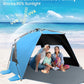 OutdoorMaster Beach Tent with Blackout Shelter Technology, Portable Beach Shade Sun Shelter Canopy for 4-6 Person with UPF 50+ UV Protection, Easy Setup Pop Up Tent Family Size