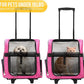 KOPEKS Deluxe Backpack Pet Travel Carrier with Double Wheels for Pets up to 18 Pounds - Pink