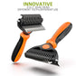 Spring Blossoms-2 in 1 Professional Grooming Rake for Cats & Dogs-Dematting Comb for Easy Mats & Tangles Removing,Pet Brush Safe No More Nasty Shedding and Flying Hair (Orange)