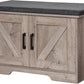 2-Tier Storage Bench, Shoe Bench with Padded Seat Cushion, Entryway Bench with 2 Barn Doors, Adjustable Shelf, 13.8" D x 27.6" W x 17.7" H, for Entryway, Living Room, Bedroom, Greige