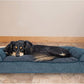 Furhaven Pillow Dog Bed for Medium/Small Dogs w/ Removable Bolsters & Washable Cover - Sherpa & Chenille Sofa - Orion Blue, Medium