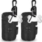 2 Pack Dog Poop Bag Holder for Leash Attachment - Waste Bag Dispenser for Leash - Fits Any Dog Leash - Portable Set with Hand Free Holder Metal Carrier, Black Round Shape