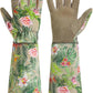 HANDLANDY Leather Gardening Gloves for Women, Thorn Proof Breathable Ladies Rose Pruning Garden Gauntlet Yard Gloves, Gift for Gardeners (Khaki, XL)