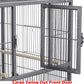Combo Breeding Stacker Center Divided Breeder Bird Flight Double Rolling Cage with Side Breeding Nest Door (Black Vein, Triple Stack)