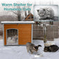 Indoor Outdoor Dog House,Anti-Chewing Iron Frame Dog Kennel,Wood Warm Pets Home,Weatherproof Outside Shelter for Feral Animal 33.5" (L) X 22" (W) X 25.2" (H) Brown