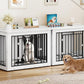 YITAHOME 76 Inch Double Dog Crate Furniture, XXL Dog Crate Furniture for 2 Dogs, Side End Table, Waterproof Top, Safety Corners, 2-in-1 Iron-Wood Fusion Dog Kennel Furniture for 2 Large Dogs,White