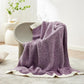 Snuggle Sac Purple Reversible Super Soft Blanket Twin Size for Bed and Sofa, Warm Cozy Knit Blankets Fuzzy Plush, Heather Purple, 60x80 inches
