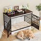 COZPAW 52 Inch Dog Crate Furniture, Extra Large Dog Kennel Indoor for XLarge Breed, Heavy Duty Dog Cage with Double Elegant Arched Doors, Decorate as TV Stand & End Table - White Brown