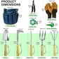 Garden Tools Set – Premium Stainless Steel Gardening Hand Tools with Solid Beechwood Handle – Gardening Kit with Rake, Shovel, Gloves, Shears, Tool Organizer – Garden Gifts for Women and Men