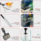 6 in 1 Aquarium Cleaning Tool Kit Fish Tank Algae Scraper, Sponge Pad, Fish Net, Gravel Rake and Cleaning Brush with Telescopic Long Handle