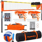 Portable Outdoor Volleyball Net Set System for Backyard Beach with Heavy Duty Poles, Durable Net, PU Volleyball & Pump, Carry Bag