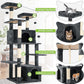 69in Large Cat Tree Tower for Indoor Cats with Soft Plush Hang Ball, Two Condos, Sisal Scratch Posts & Rope Play for Kittens/Adult Cats, Deep Grey
