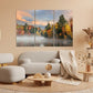 Nature Wall Art Prints - Ocean Forest Mountain Lake Canvas Landscapes - Small to Extra Large Living Room Bedroom Kitchen Bathroom Décor (Misty Fall Reflection, 35L" x 53W" - 3 Panels)