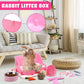 15 Pcs Rabbit Starter Kit Small Rabbit Litter Box Animal Grooming Kit Bunny Toys Bowl Blankets with Cleaning Set for Guinea Pig Accessories(Pink)