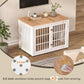 38" Heavy Duty Dog Crate Furniture for Large and Medium Dogs,Wooden Metal Kennel for High Anxiety Dogs, Chew Proof Pet Cage Indoor, Decorative Dog Kennel End Table, White