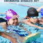 Kids Swim Goggles, Swimming Goggles for Kids Toddlers 3-14 with Swim Cap, Nose Clip, Nose Bridge, Ear Plugs