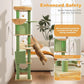 71.2" Large Cat Tree for Multi-Cat Households - 9-Level Cat Tower w/5 Sisal Scratching Posts, 2 Condos, Soft Hammock, Top Perch & Pom Poms - Heavy-Duty Space-Saving Design, Cactus Green