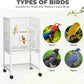 YITAHOME 41 inches Metal Bird Cage for Parakeets: Large Parrot Cages with Tray, Food Boxes, and Wooden Perches with Rolling Stand & Brakes for Lovebirds Cockatiels Pigeon Finches, White