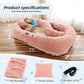 Human Dog Bed, 71''x45''x12'' Size Fits You and Pets, Washable Faux Fur Pet Bed for People Doze Off, Napping Orthopedic Dog Bed, Present Plump Pillow, Blanket, Strap - Pink