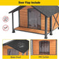 Aivituvin Dog House with Insulated Liner Outdoor All-Around Iron Frame Dog Kennel Outside with Overhang Roof Large Porch Weatherproof