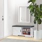 2-Tier Storage Bench, Shoe Bench with Padded Seat Cushion, Entryway Bench with 2 Barn Doors, Adjustable Shelf, 13.8" D x 39.4" W x 17.7" H, for Entryway, Living Room, Bedroom, White
