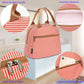 FlowFly Insulated Lunch Cooler Bag - Tote Bag Organizer for Women/Men, Red#Stripes